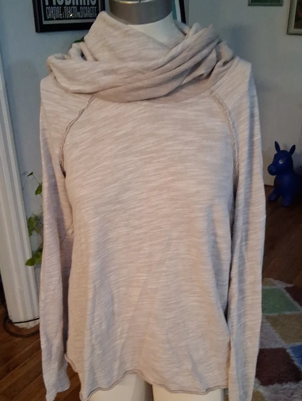Free People Cream Cowl Neck Long Sleeve Sweater